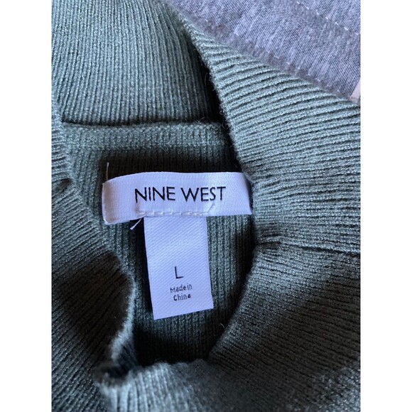 Nine West Sleeveless Moch Turtleneck Lightweight Sweater Large Sage Green - Picture 3 of 6